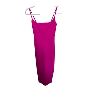 SHEIN Bodycon Midi Dress Hot Pink Spaghetti Strap Cocktail Party‎ XS